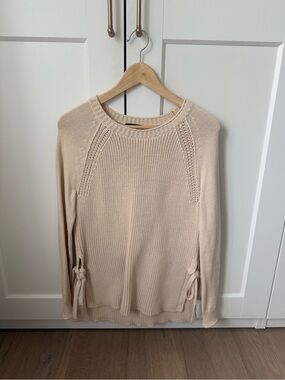 J. Crew Cream Scoop Neck Sweater with Side Ties